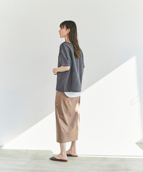 ReNorm（リノーム）の「リネン混プルオーバートップス（シャツ/ブラウス・レディース・モカ/ダークグレー/イエロー・フリー）」の11枚目の写真