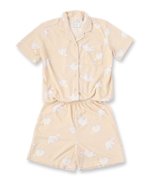 fran de lingerie（フランデランジェリー）の「set-up半袖パジャマシャツ・ショートパンツ上下セット（ルームウェア/パジャマ・レディース・ホワイト/ライトグレー/ネイビー/ピンク/イエロー/アイボリー/ダークグレー/クリーム/シルバーグレー/ダークブルー/ピンク系その他/ラベンダー/ライトピンク・M-L）」の14枚目の写真