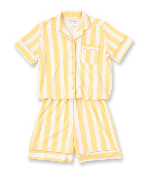 fran de lingerie（フランデランジェリー）の「set-up半袖パジャマシャツ・ショートパンツ上下セット（ルームウェア/パジャマ・レディース・ホワイト/ライトグレー/ネイビー/ピンク/イエロー/アイボリー/ダークグレー/クリーム/シルバーグレー/ダークブルー/ピンク系その他/ラベンダー/ライトピンク・M-L）」の19枚目の写真