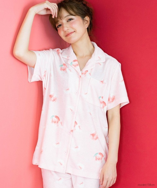 fran de lingerie（フランデランジェリー）の「set-up半袖パジャマシャツ・ショートパンツ上下セット（ルームウェア/パジャマ・レディース・ホワイト/ライトグレー/ネイビー/ピンク/イエロー/アイボリー/ダークグレー/クリーム/シルバーグレー/ダークブルー/ピンク系その他/ラベンダー/ライトピンク・M-L）」の20枚目の写真