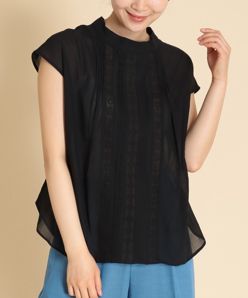 激安 取扱 店 セール コットン混シフォンレース バックボタン半袖ブラウス シャツ ブラウス Jines ジネス のファッション 再入荷1番人気 Arenatheatre Net