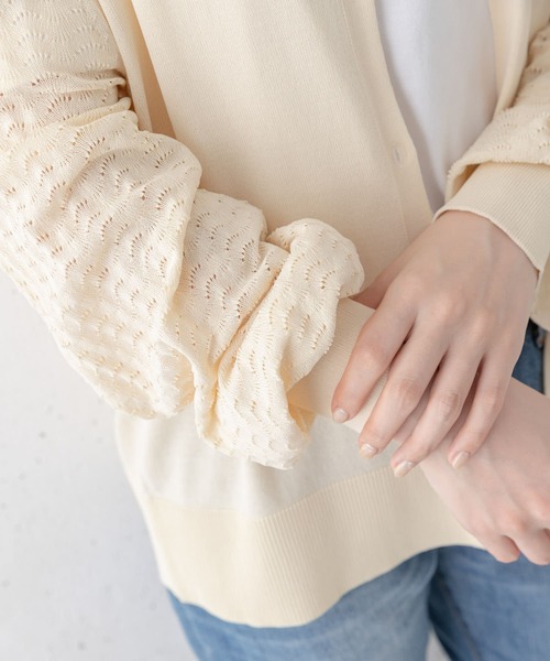 URBAN RESEARCH Sonny Label(アーバンリサーチサニーレーベル)の「柄編みニットカーディガン(カーディガン/ボレロ・レディース・アイボリー/ミント/ネイビー・FREE)」の6枚目の写真