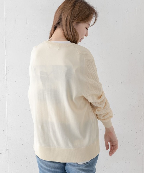 URBAN RESEARCH Sonny Label(アーバンリサーチサニーレーベル)の「柄編みニットカーディガン(カーディガン/ボレロ・レディース・アイボリー/ミント/ネイビー・FREE)」の5枚目の写真