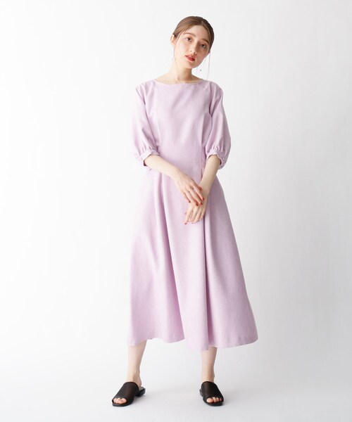 OPAQUE.CLIP（オペークドットクリップ）の「◆リネンライクドルマンワンピース（ワンピース・レディース・オフホワイト/グレー/ベビーピンク・36/38）」の3枚目の写真