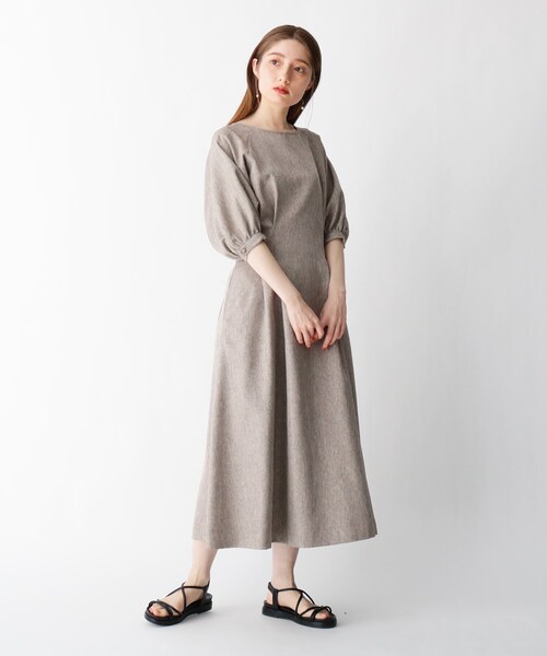 OPAQUE.CLIP（オペークドットクリップ）の「◆リネンライクドルマンワンピース（ワンピース・レディース・オフホワイト/グレー/ベビーピンク・36/38）」の2枚目の写真