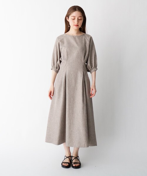 OPAQUE.CLIP（オペークドットクリップ）の「◆リネンライクドルマンワンピース（ワンピース・レディース・オフホワイト/グレー/ベビーピンク・36/38）」の4枚目の写真