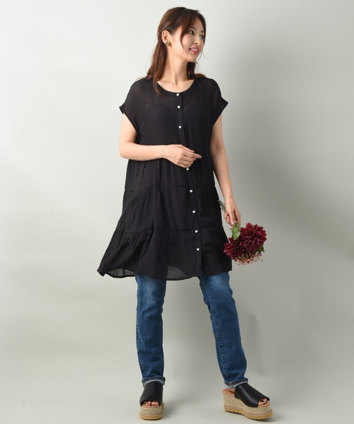 INTERPLANET(インタープラネット)の「RTスラブパール釦ティアードブラウス(シャツ/ブラウス・レディース・イエロー/ピンク/ブラック・FREE)」の11枚目の写真