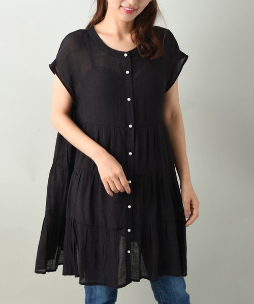 INTERPLANET(インタープラネット)の「RTスラブパール釦ティアードブラウス(シャツ/ブラウス・レディース・イエロー/ピンク/ブラック・FREE)」の8枚目の写真