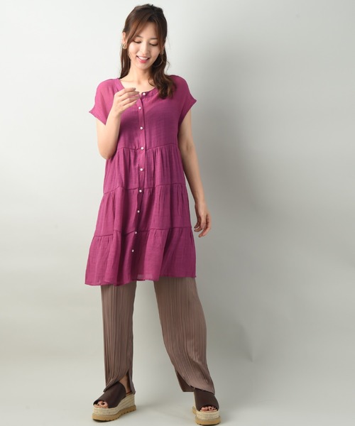 INTERPLANET(インタープラネット)の「RTスラブパール釦ティアードブラウス(シャツ/ブラウス・レディース・イエロー/ピンク/ブラック・FREE)」の21枚目の写真