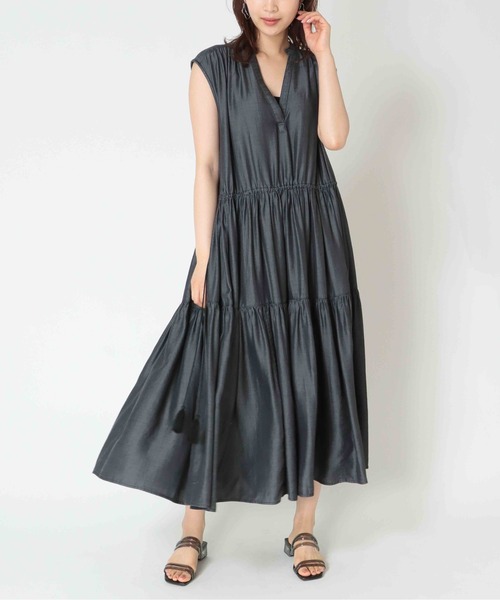セール Web 一部店舗限定販売 テンセルデニム カフタンギャザーワンピース ワンピース Jines ジネス のファッション通販 Zozotown