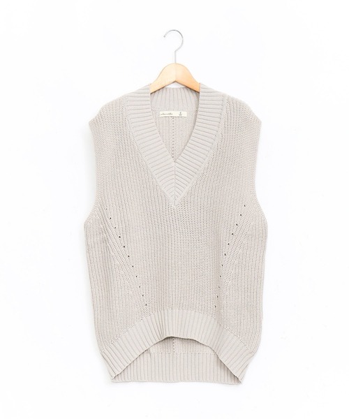 AS KNOW AS de base（アズノゥアズドゥバズ）の「ゆったり深Ｖベスト（ベスト・レディース・グレー/オフホワイト/ブルー/グリーン・FREE）」の2枚目の写真