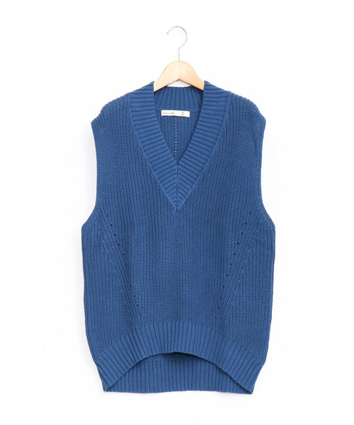 AS KNOW AS de base（アズノゥアズドゥバズ）の「ゆったり深Ｖベスト（ベスト・レディース・グレー/オフホワイト/ブルー/グリーン・FREE）」の4枚目の写真