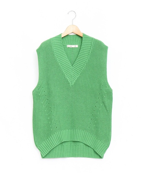 AS KNOW AS de base（アズノゥアズドゥバズ）の「ゆったり深Ｖベスト（ベスト・レディース・グレー/オフホワイト/ブルー/グリーン・FREE）」の3枚目の写真