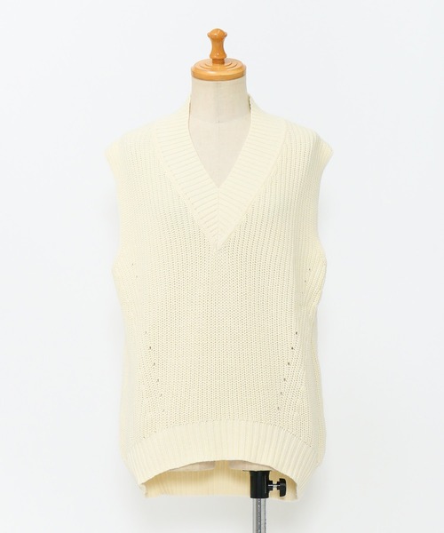 AS KNOW AS de base（アズノゥアズドゥバズ）の「ゆったり深Ｖベスト（ベスト・レディース・グレー/オフホワイト/ブルー/グリーン・FREE）」の22枚目の写真
