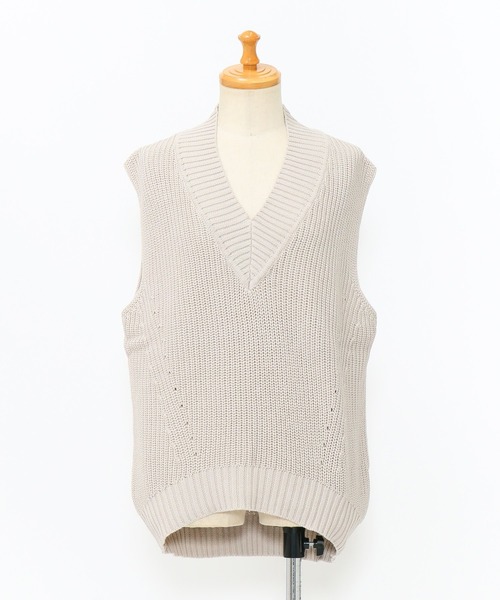 AS KNOW AS de base（アズノゥアズドゥバズ）の「ゆったり深Ｖベスト（ベスト・レディース・グレー/オフホワイト/ブルー/グリーン・FREE）」の8枚目の写真