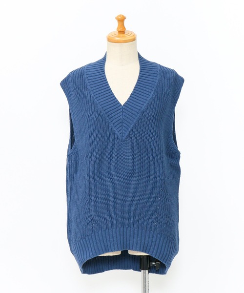 AS KNOW AS de base（アズノゥアズドゥバズ）の「ゆったり深Ｖベスト（ベスト・レディース・グレー/オフホワイト/ブルー/グリーン・FREE）」の9枚目の写真