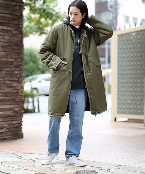 チチカカ（チチカカ）の「リバーシブルミリタリーコート（ノーカラーコート・メンズ・ベージュ/カーキ・MEDIUM/LARGE）」の8枚目の写真