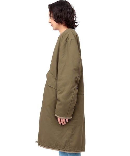 チチカカ（チチカカ）の「リバーシブルミリタリーコート（ノーカラーコート・メンズ・ベージュ/カーキ・MEDIUM/LARGE）」の22枚目の写真