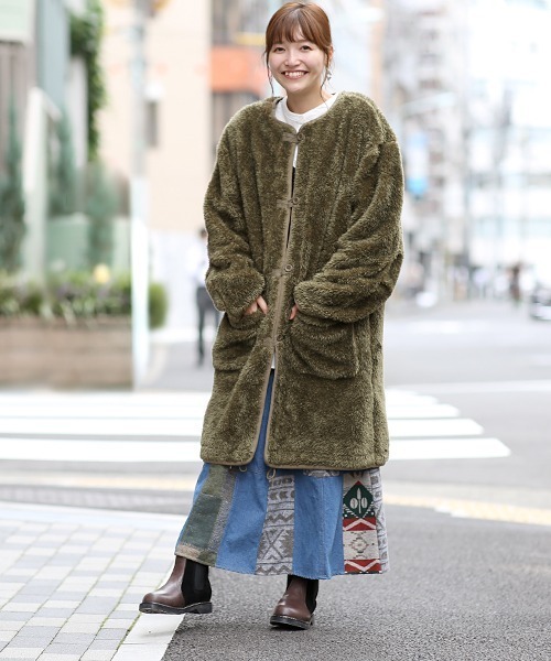 チチカカ（チチカカ）の「リバーシブルミリタリーコート（ノーカラーコート・メンズ・ベージュ/カーキ・MEDIUM/LARGE）」の14枚目の写真