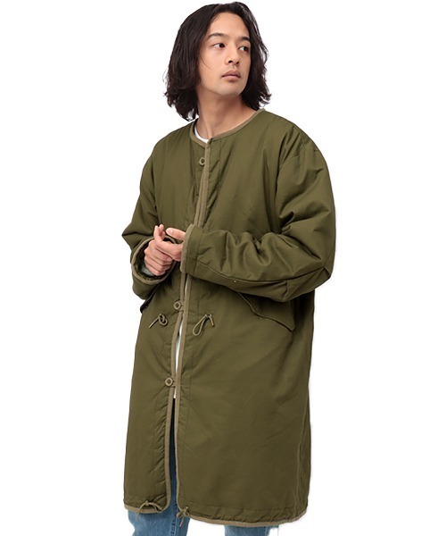 チチカカ（チチカカ）の「リバーシブルミリタリーコート（ノーカラーコート・メンズ・ベージュ/カーキ・MEDIUM/LARGE）」の19枚目の写真