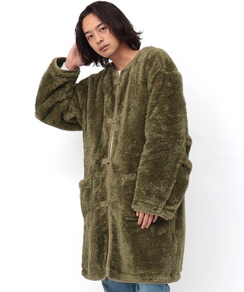 チチカカ（チチカカ）の「リバーシブルミリタリーコート（ノーカラーコート・メンズ・ベージュ/カーキ・MEDIUM/LARGE）」の20枚目の写真