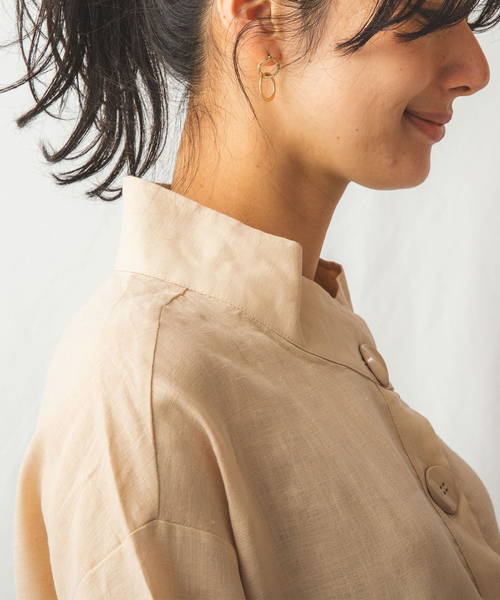 NARACAMICIE(ナラカミーチェ)の「麻スタンドカラープルオーバーブラウス(シャツ/ブラウス・レディース・ホワイト/ベージュ/パープル・X-LARGE/XX-LARGE/SMALL/MEDIUM/LARGE)」の15枚目の写真