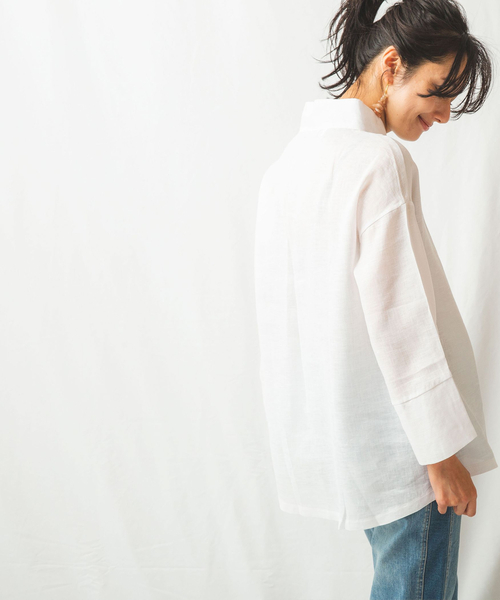 NARACAMICIE(ナラカミーチェ)の「麻スタンドカラープルオーバーブラウス(シャツ/ブラウス・レディース・ホワイト/ベージュ/パープル・X-LARGE/XX-LARGE/SMALL/MEDIUM/LARGE)」の19枚目の写真