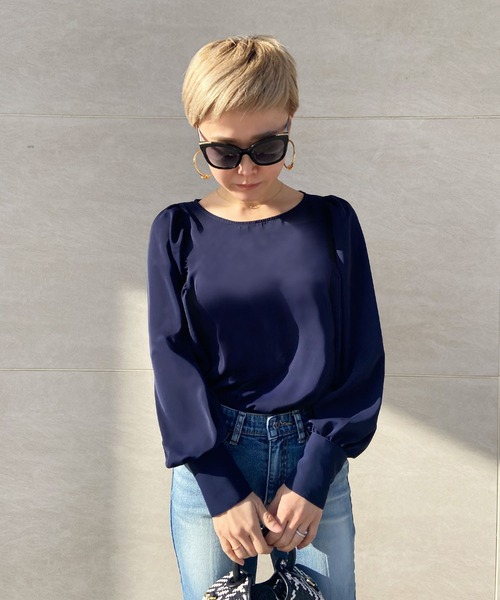 JENNE(ジェンヌ)の「袖パールドレスプルオーバー(Tシャツ/カットソー・レディース・ネイビー/ピンク・SMALL/MEDIUM/LARGE)」の2枚目の写真