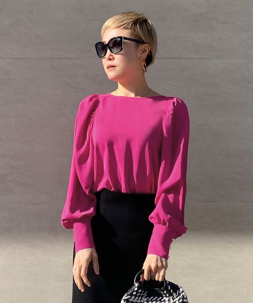 JENNE(ジェンヌ)の「袖パールドレスプルオーバー(Tシャツ/カットソー・レディース・ネイビー/ピンク・SMALL/MEDIUM/LARGE)」の1枚目の写真