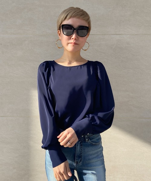 JENNE(ジェンヌ)の「袖パールドレスプルオーバー(Tシャツ/カットソー・レディース・ネイビー/ピンク・SMALL/MEDIUM/LARGE)」の3枚目の写真