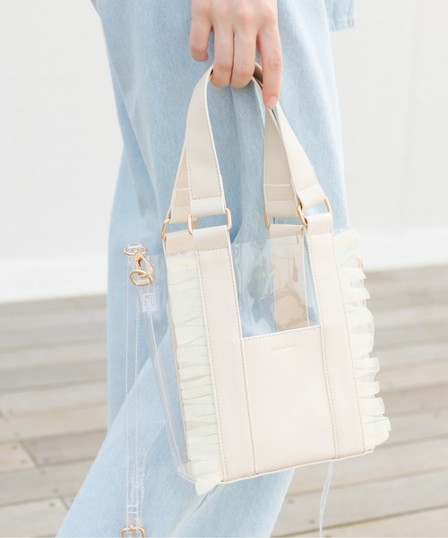 OLIVE des OLIVE（オリーブデオリーブ）の「PVCフリルバック（ショルダーバッグ・レディース・オフホワイト/サックスブルー/ピンク・FREE）」の22枚目の写真