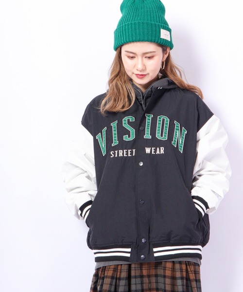 VISION STREET WEAR スタジャン グリーン/ブラック 大きいサイズ メンズ VISION STREET WEAR (ヴィジョンストリート