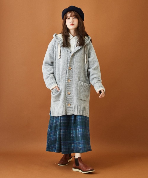 CUBE SUGAR(キューブシュガー)の「布帛 × ニット 組合せ ビッグシャツ(シャツ/ブラウス・レディース・ホワイト/カーキ/チェック・M)」の4枚目の写真