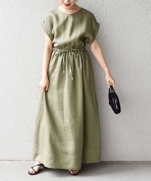 SHIPS（シップス）の「〈手洗い可能〉テレデランドロストワンピース（ワンピース・レディース・ベージュ/ブルー/オリーブ・34/36）」の13枚目の写真