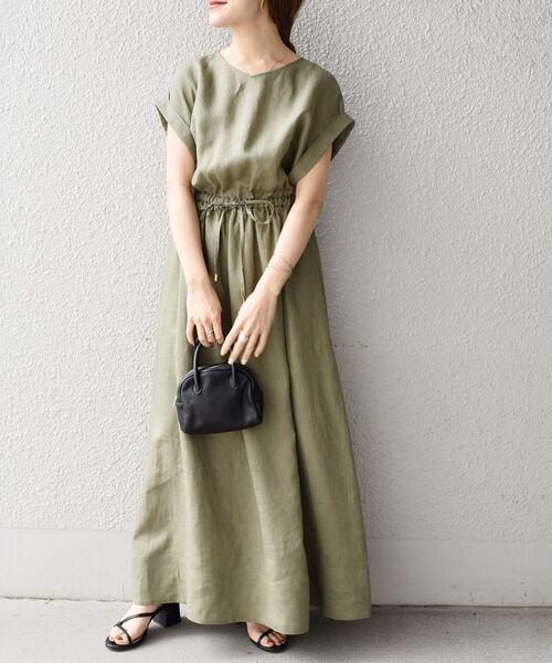 SHIPS（シップス）の「〈手洗い可能〉テレデランドロストワンピース（ワンピース・レディース・ベージュ/ブルー/オリーブ・34/36）」の15枚目の写真