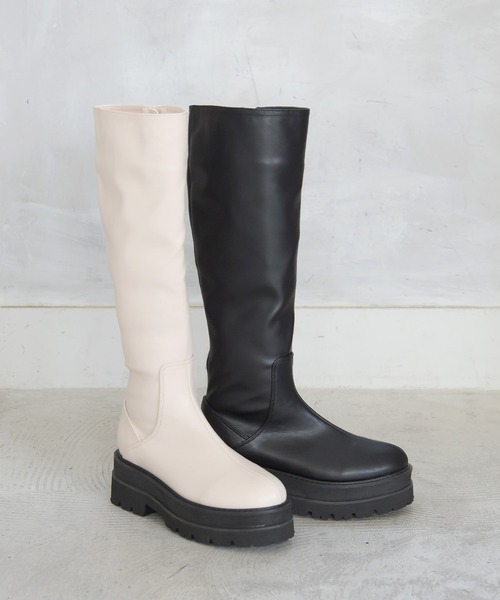 NOFALL(ノーフォール)の「トラックソールロングビガーブーツ(ブーツ・レディース・ブラック/アイボリー・LL/3L/S/M/L)」の11枚目の写真