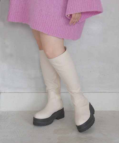 NOFALL(ノーフォール)の「トラックソールロングビガーブーツ(ブーツ・レディース・ブラック/アイボリー・LL/3L/S/M/L)」の5枚目の写真