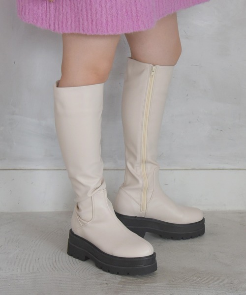 NOFALL(ノーフォール)の「トラックソールロングビガーブーツ(ブーツ・レディース・ブラック/アイボリー・LL/3L/S/M/L)」の7枚目の写真