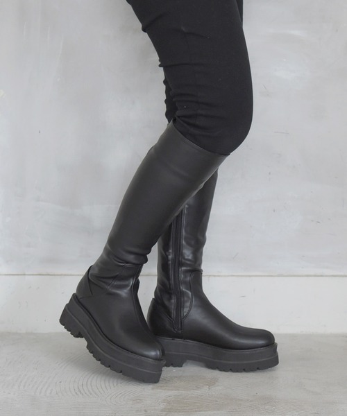 NOFALL(ノーフォール)の「トラックソールロングビガーブーツ(ブーツ・レディース・ブラック/アイボリー・LL/3L/S/M/L)」の8枚目の写真