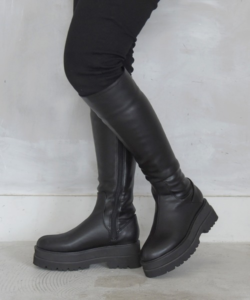 NOFALL(ノーフォール)の「トラックソールロングビガーブーツ(ブーツ・レディース・ブラック/アイボリー・LL/3L/S/M/L)」の9枚目の写真