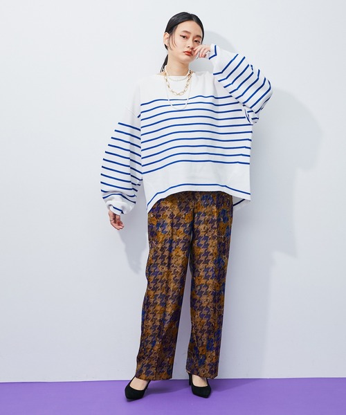 ADAM ET ROPE'（アダムエロペ）の「【セットアップ対応】千鳥ジャガードプリントパンツ（その他パンツ・レディース・ベージュ系その他・36/38）」の2枚目の写真