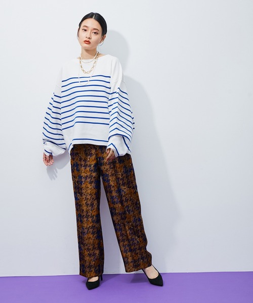 ADAM ET ROPE'（アダムエロペ）の「【セットアップ対応】千鳥ジャガードプリントパンツ（その他パンツ・レディース・ベージュ系その他・36/38）」の12枚目の写真