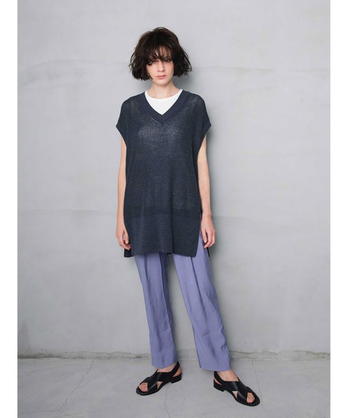 enchainement（アンシェヌマン）の「Back Satin Tapered　Pants（その他パンツ・レディース・チャコールグレー/サックスブルー・2/1）」の4枚目の写真
