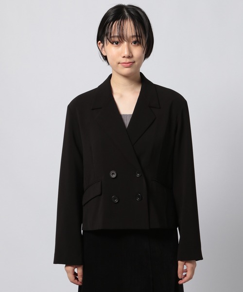 PAGEBOY(ページボーイ)の「ルーズサイズショートジャケット(テーラードジャケット・レディース・ブラック/グレイッシュベージュ・FREE)」の12枚目の写真
