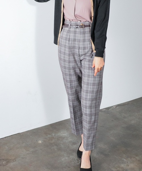 Honeys（ハニーズ）の「チェックテーパードパンツ（その他パンツ・レディース・ベージュ×ブラック/ベージュ系その他/ブラウン系その他/グレー系その他・LL/S/M/L）」の3枚目の写真
