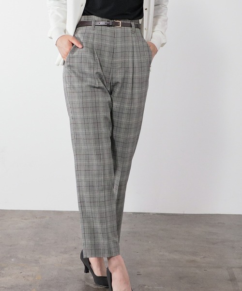 Honeys（ハニーズ）の「チェックテーパードパンツ（その他パンツ・レディース・ベージュ×ブラック/ベージュ系その他/ブラウン系その他/グレー系その他・LL/S/M/L）」の4枚目の写真