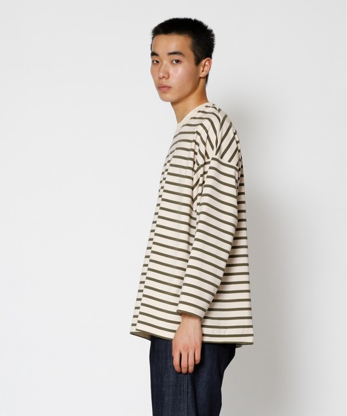 UNDECORATED（アンデコレイテッド）の「UNDECORATED アンデコレイテッド / Giza Cotton Border L/S T-Shirt ギザ コットン ボーダー オーバーサイズ長袖Tシャツ / UDS22106（Tシャツ/カットソー・メンズ・ホワイト/ネイビー・1/2/3/0）」の12枚目の写真
