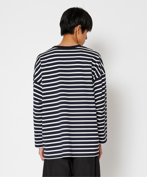 UNDECORATED（アンデコレイテッド）の「UNDECORATED アンデコレイテッド / Giza Cotton Border L/S T-Shirt ギザ コットン ボーダー オーバーサイズ長袖Tシャツ / UDS22106（Tシャツ/カットソー・メンズ・ホワイト/ネイビー・1/2/3/0）」の10枚目の写真