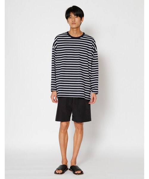 UNDECORATED（アンデコレイテッド）の「UNDECORATED アンデコレイテッド / Giza Cotton Border L/S T-Shirt ギザ コットン ボーダー オーバーサイズ長袖Tシャツ / UDS22106（Tシャツ/カットソー・メンズ・ホワイト/ネイビー・1/2/3/0）」の13枚目の写真