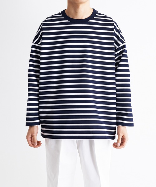 UNDECORATED（アンデコレイテッド）の「UNDECORATED アンデコレイテッド / Giza Cotton Border L/S T-Shirt ギザ コットン ボーダー オーバーサイズ長袖Tシャツ / UDS22106（Tシャツ/カットソー・メンズ・ホワイト/ネイビー・1/2/3/0）」の22枚目の写真